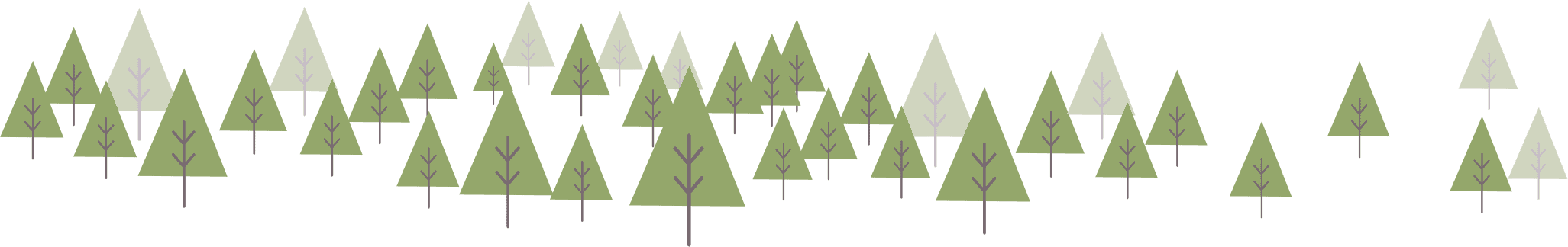 Grafika: zeleni i srebrni borovi